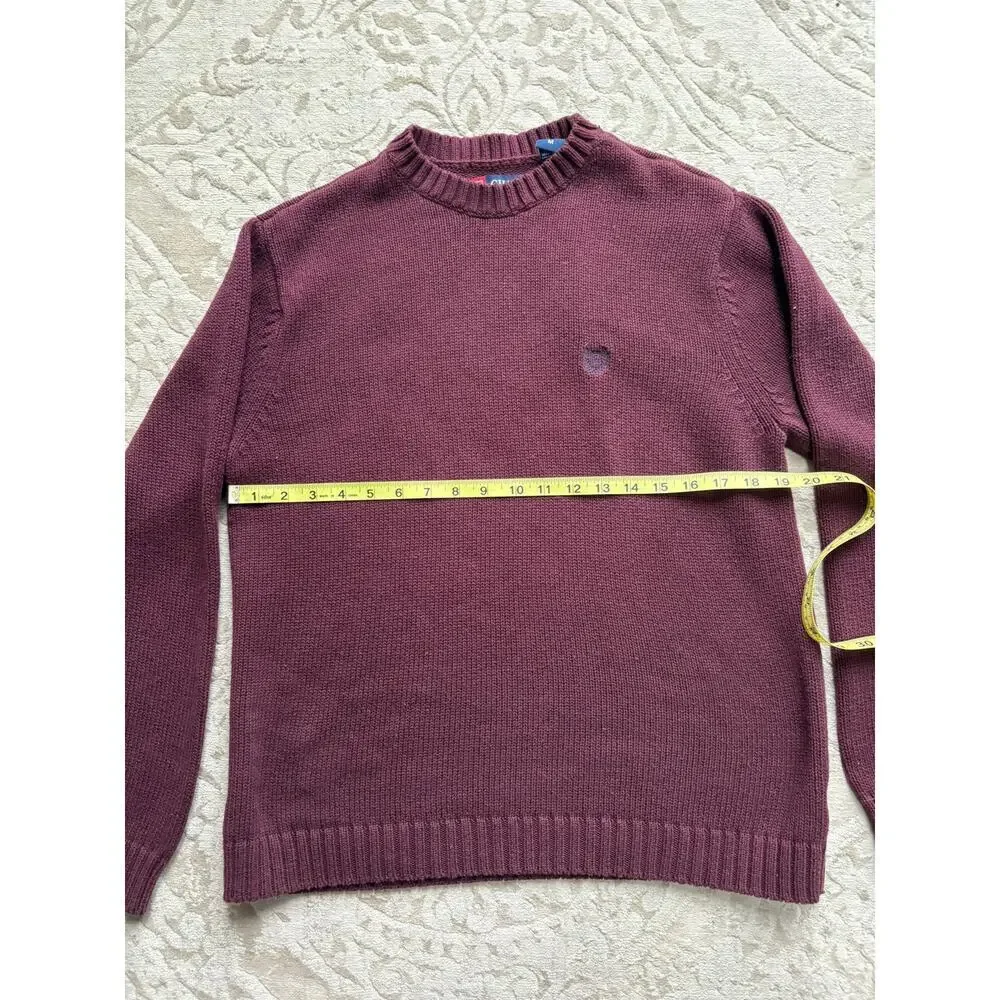 Vintage 90s Chaps 100% Cotton Crewneck Sweater Men’s M Women’s L Maroon Knit